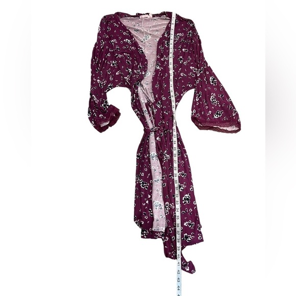 LA VIE EN ROSE Purple Floral Print Lightweight Sleep Robe S/M - Picture 7 of 8